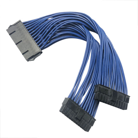 GinTai Power Supply Extension Cable PSU Male to Female Y Splitter Replacement for ATX 24Pin 1 to 2 Port 23.5cm