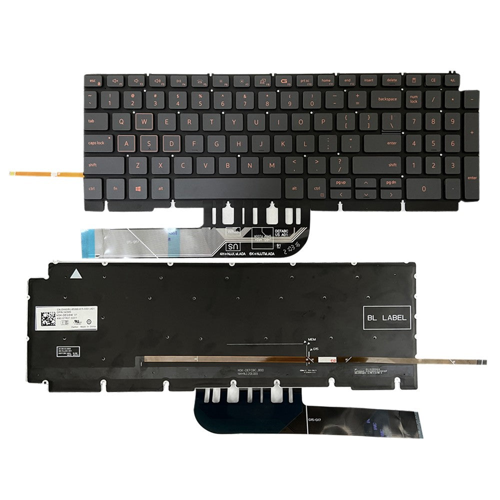 For Dell Inspiron G15 5510 5511 5515 5520 US Backlit Keyboard 0TJ0J6 490.0GE07.0A01