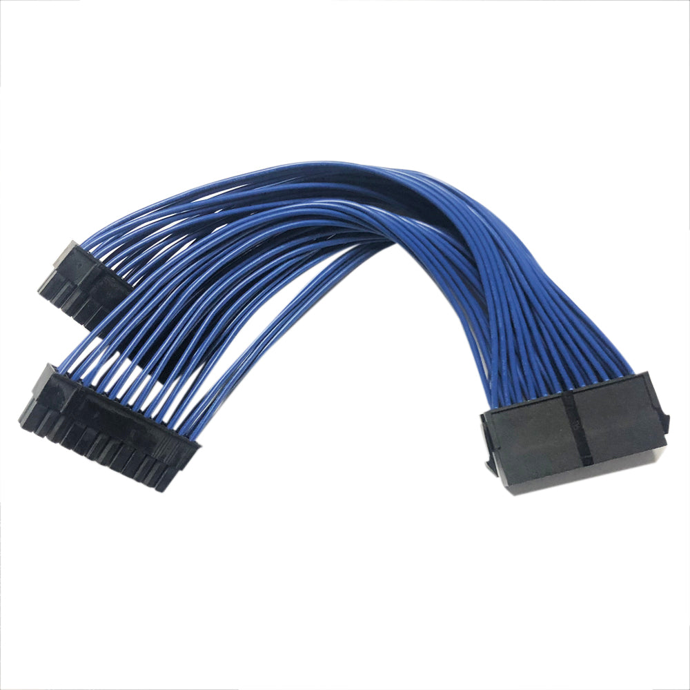 Power Supply Extension Cable PSU Male to Female Y Splitter Replacement for ATX 24Pin 1 to 2 Port 23.5cm
